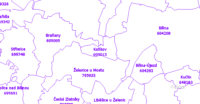 Katastrální mapa Kaňkov - přehledová mapa katastrálního území