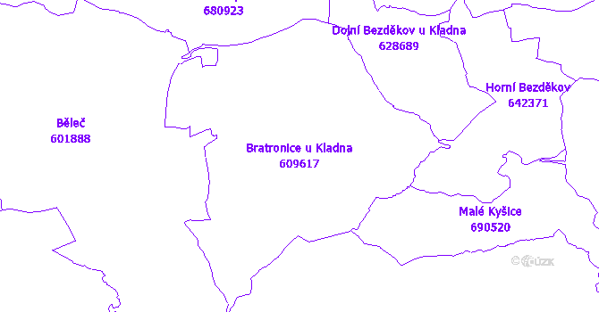 Katastrální mapa Bratronice u Kladna