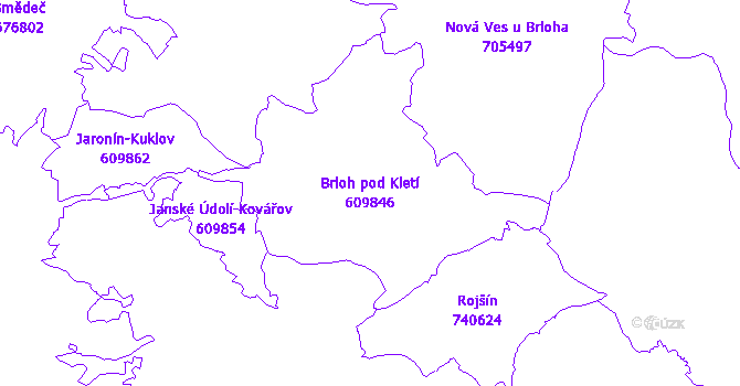 Katastrální mapa Brloh pod Kletí - přehledová mapa katastrálního území
