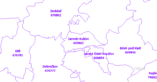 Katastrální mapa Jaronín-Kuklov - přehledová mapa katastrálního území