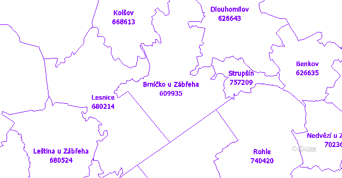 Katastrální mapa Brníčko u Zábřeha - přehledová mapa katastrálního území