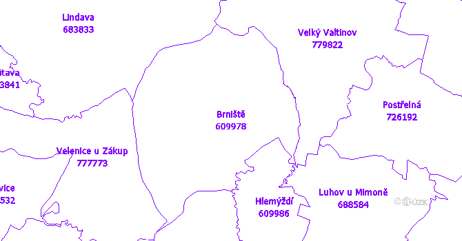 Katastrální mapa Brniště - přehledová mapa katastrálního území
