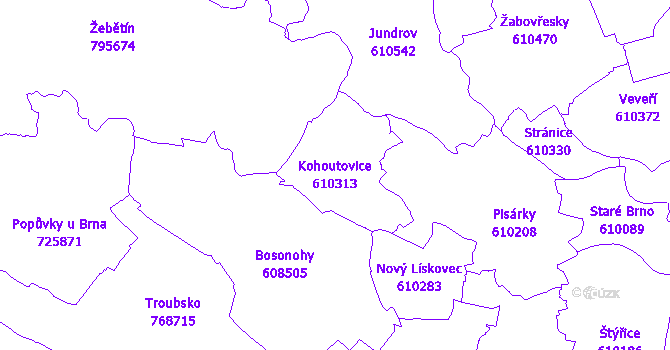 Katastrální mapa Kohoutovice - přehledová mapa katastrálního území