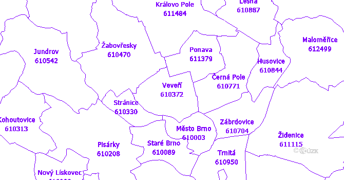 Katastrální mapa Veveří