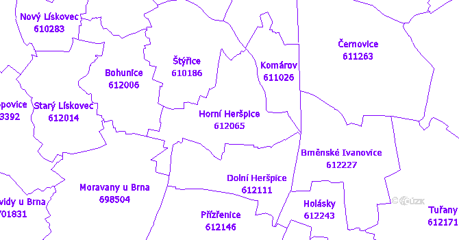 Katastrální mapa Horní Heršpice