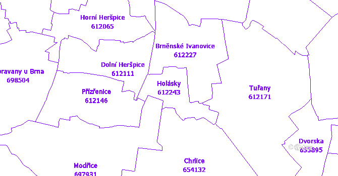 Katastrální mapa Holásky