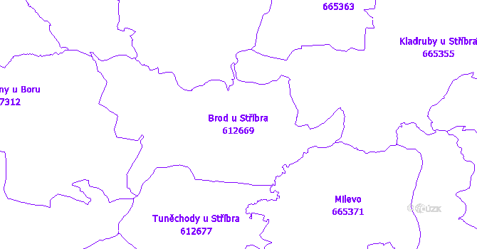 Katastrální mapa Brod u Stříbra - přehledová mapa katastrálního území