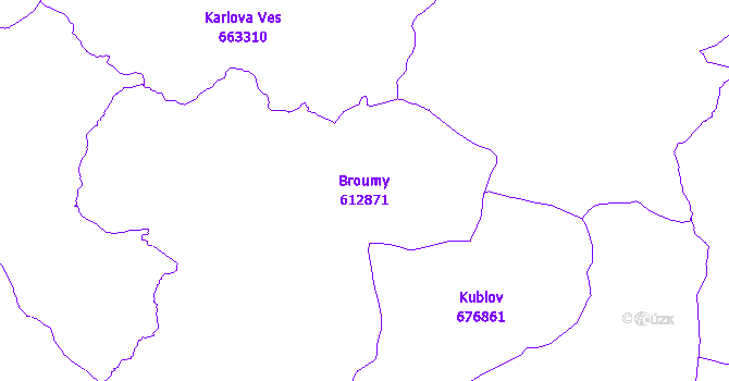 Katastrální mapa Broumy - přehledová mapa katastrálního území
