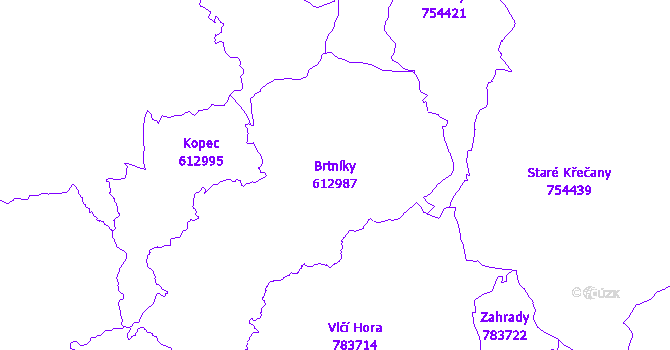 Katastrální mapa Brtníky