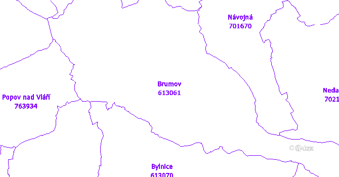 Katastrální mapa Brumov - přehledová mapa katastrálního území