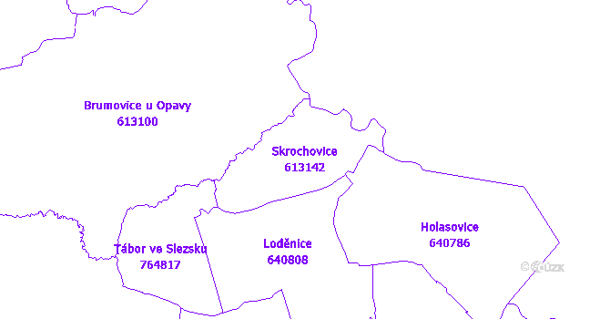 Katastrální mapa Skrochovice - přehledová mapa katastrálního území