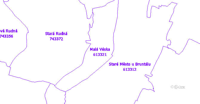 Katastrální mapa Malá Véska - přehledová mapa katastrálního území