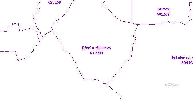 Katastrální mapa Březí u Mikulova - přehledová mapa katastrálního území
