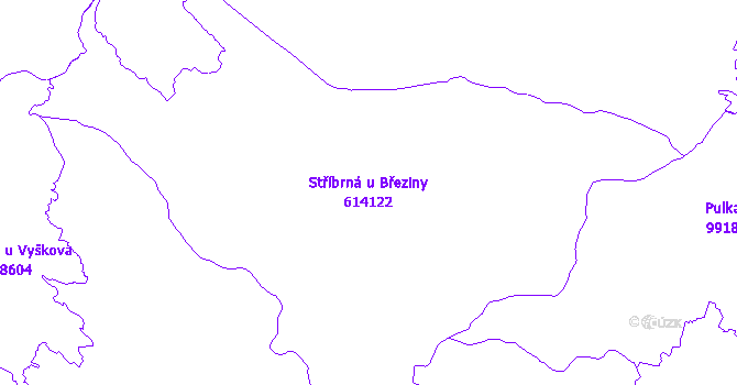 Katastrální mapa Stříbrná u Březiny - přehledová mapa katastrálního území