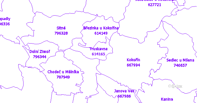 Katastrální mapa Truskavna - přehledová mapa katastrálního území