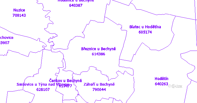 Katastrální mapa Březnice u Bechyně