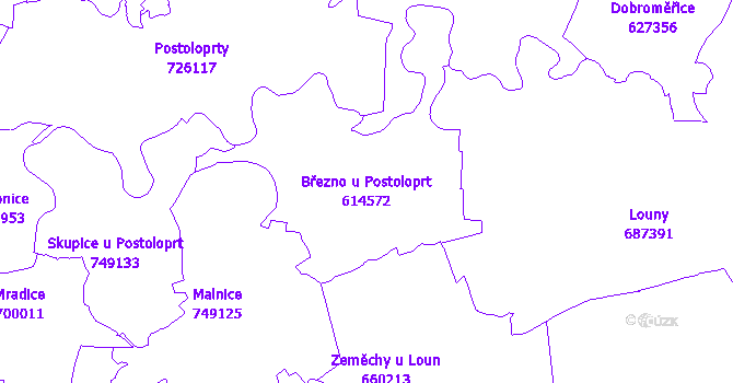 Katastrální mapa Březno u Postoloprt - přehledová mapa katastrálního území