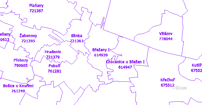 Katastrální mapa Břežany I