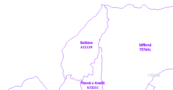 Katastrální mapa Bublava - přehledová mapa katastrálního území