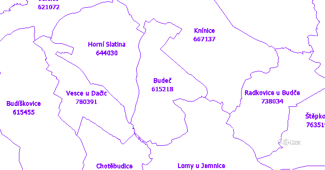 Katastrální mapa Budeč