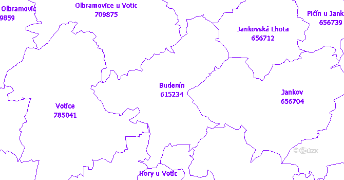 Katastrální mapa Budenín