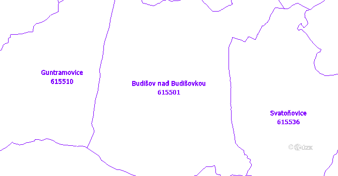 Katastrální mapa Budišov nad Budišovkou - přehledová mapa katastrálního území