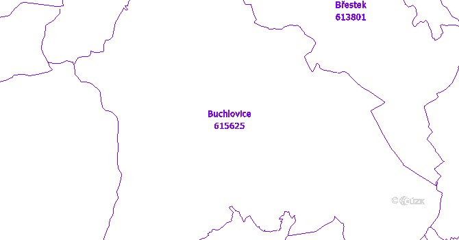 Katastrální mapa Buchlovice - přehledová mapa katastrálního území