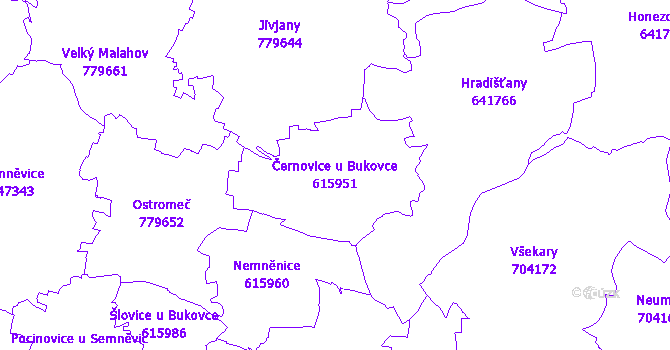 Katastrální mapa Černovice u Bukovce - přehledová mapa katastrálního území