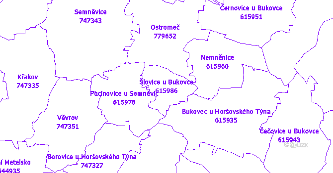 Katastrální mapa Šlovice u Bukovce