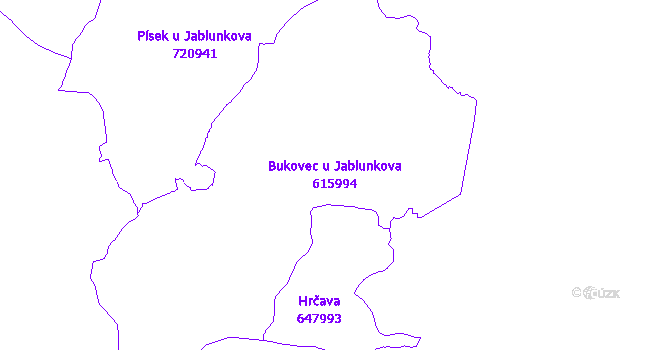 Katastrální mapa Bukovec u Jablunkova - přehledová mapa katastrálního území