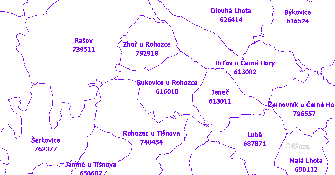 Katastrální mapa Bukovice u Rohozce - přehledová mapa katastrálního území