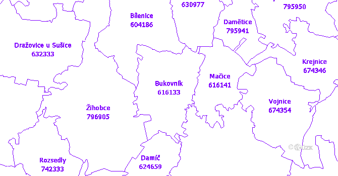 Katastrální mapa Bukovník