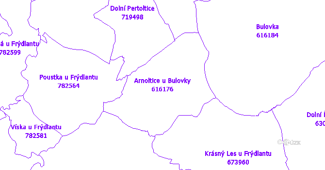 Katastrální mapa Arnoltice u Bulovky - přehledová mapa katastrálního území