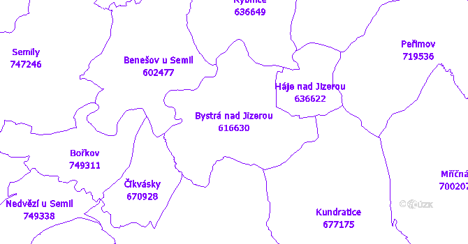 Katastrální mapa Bystrá nad Jizerou