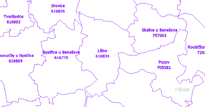 Katastrální mapa Líšno