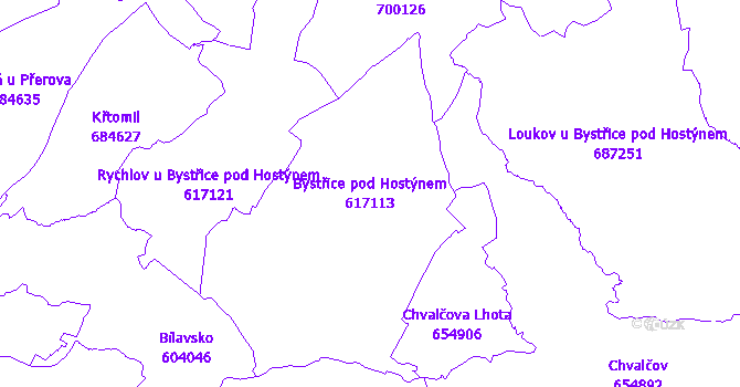 Katastrální mapa Bystřice pod Hostýnem
