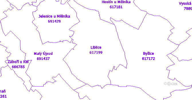 Katastrální mapa Liblice - přehledová mapa katastrálního území