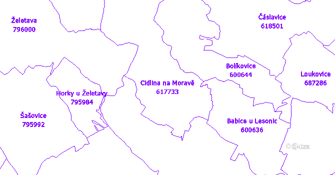 Katastrální mapa Cidlina na Moravě