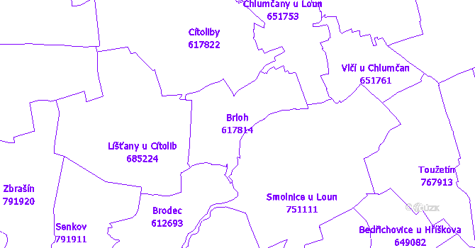 Katastrální mapa Brloh - přehledová mapa katastrálního území