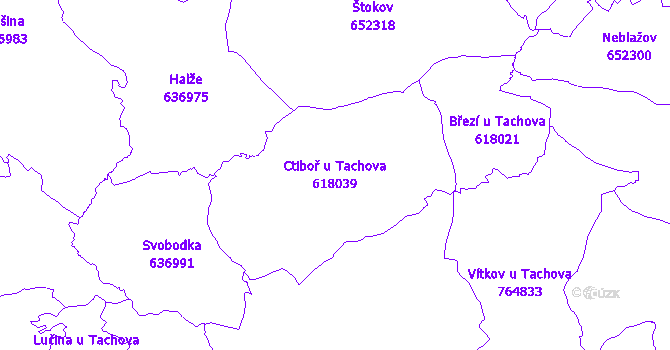 Katastrální mapa Ctiboř u Tachova - přehledová mapa katastrálního území