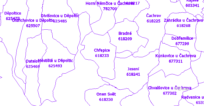 Katastrální mapa Chřepice