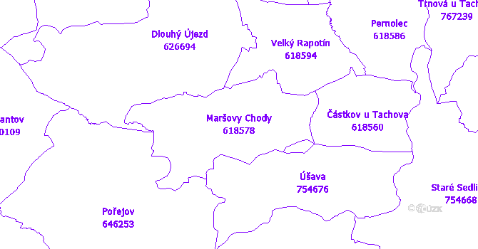 Katastrální mapa Maršovy Chody - přehledová mapa katastrálního území