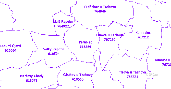 Katastrální mapa Pernolec - přehledová mapa katastrálního území