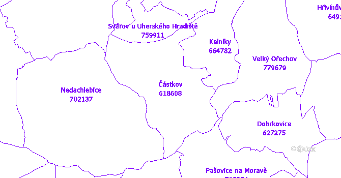Katastrální mapa Částkov - přehledová mapa katastrálního území