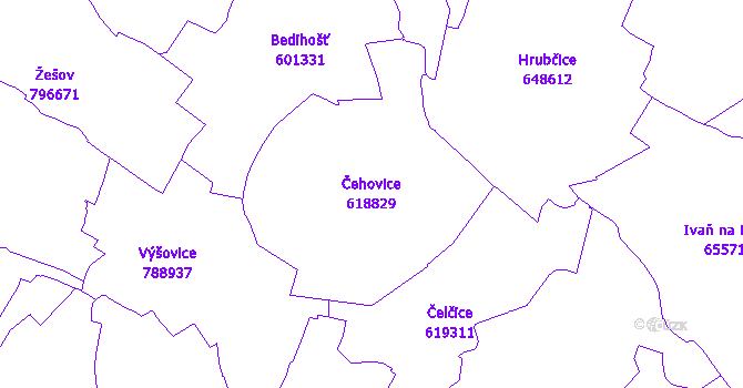 Katastrální mapa Čehovice