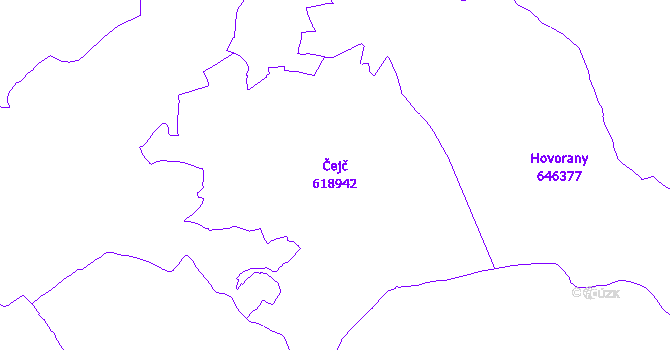 Katastrální mapa Čejč - přehledová mapa katastrálního území