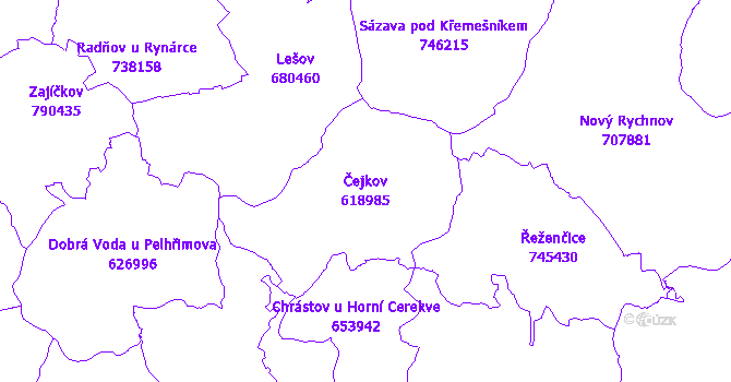 Katastrální mapa Čejkov