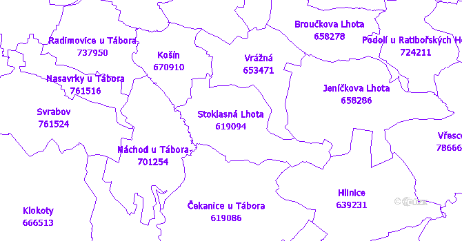 Katastrální mapa Stoklasná Lhota - přehledová mapa katastrálního území