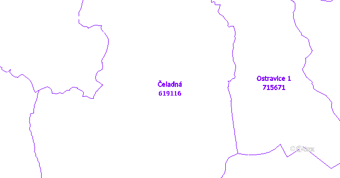Katastrální mapa Čeladná - přehledová mapa katastrálního území