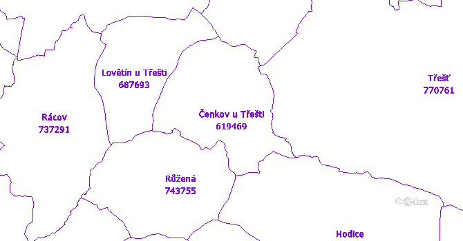 Katastrální mapa Čenkov u Třešti - přehledová mapa katastrálního území